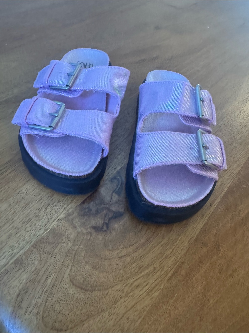 Zara Lilac Double-Buckle Slide Sandals for Kids